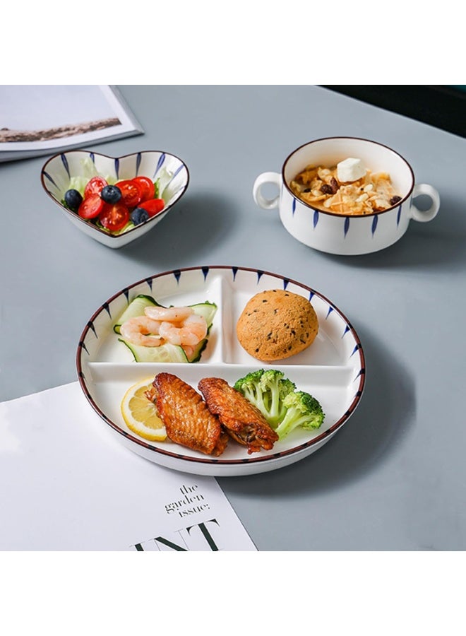 NANAO 8" Dinner Plate Set, 3-Piece, Compartmentalized Ceramic Plates for Breakfast, Salad, Portion Control and Weight Loss - Image 3