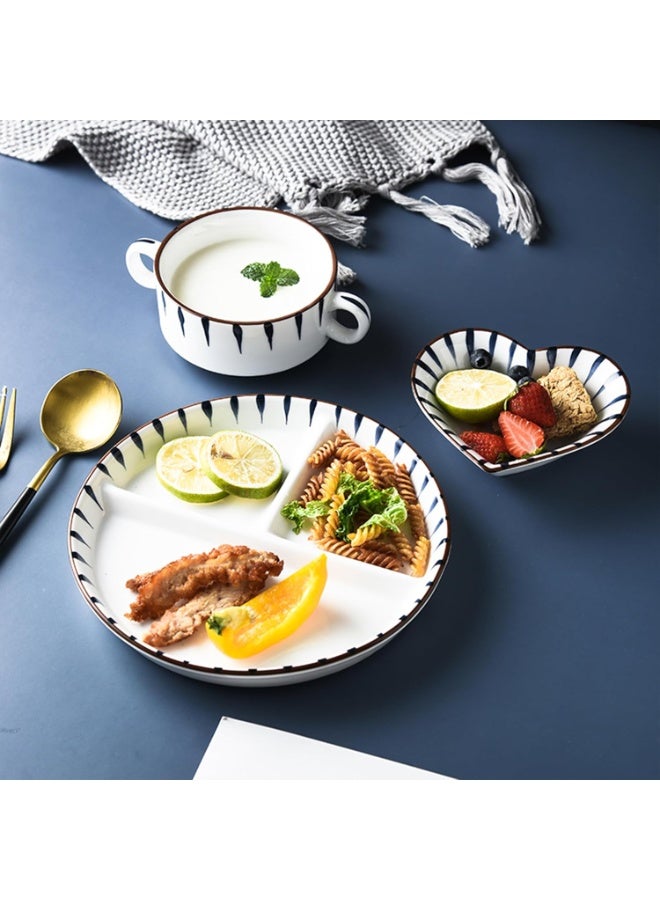 NANAO 8" Dinner Plate Set, 3-Piece, Compartmentalized Ceramic Plates for Breakfast, Salad, Portion Control and Weight Loss - Image 5