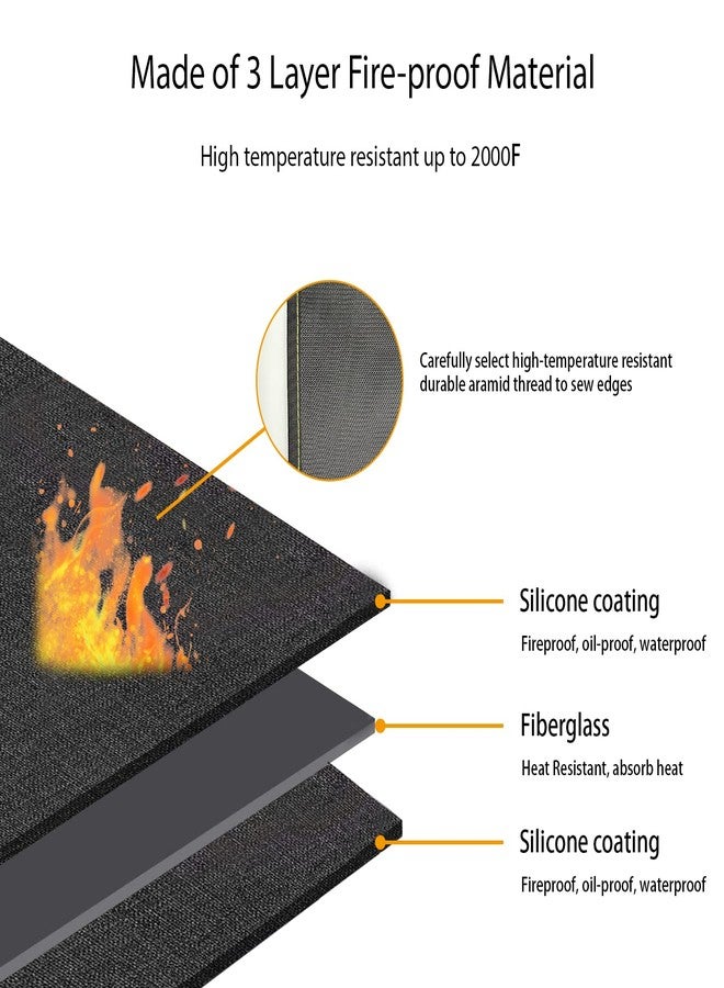 VCHOMY Under Grill Mat for Outdoor Grill Deck Patio Protector,48''x30'' Large Silicone Fireproof Waterproof Oil-proof Fire Pit Mat BBQ Floor Matt Pad - Image 2