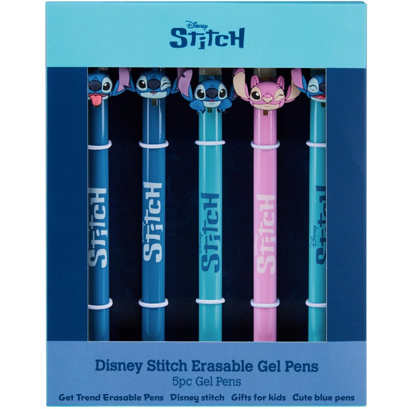 Get Trend Disney Stitch 5pcs Erasable Gel Ink Pens and Angel Cute Writing Pens for Kids Fun Stationery Set Kawaii Journaling Supplies Cool Pen Gifts for Kids (Stitch) - Image 1