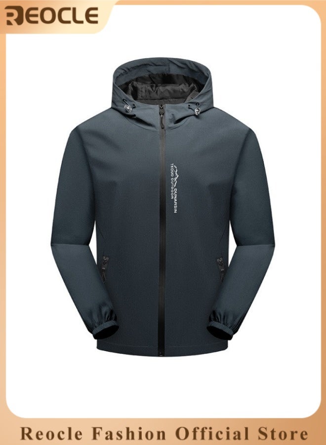 ريوكل جاكيت سوفتشيل رجالي خارجي مقاوم للماء وجيد التهوية من الصوف الناعم للجري في الهواء الطلق وركوب الدراجات والمشي لمسافات طويلة والتسلق باللون رمادي - Image 1