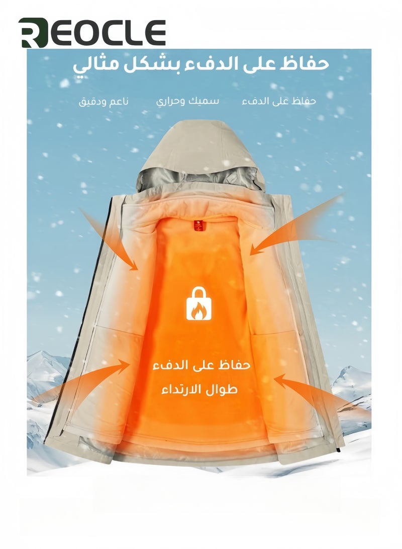 ريوكل جاكيت سوفتشيل رجالي خارجي مقاوم للماء وجيد التهوية من الصوف الناعم للجري في الهواء الطلق وركوب الدراجات والمشي لمسافات طويلة والتسلق باللون رمادي - Image 5