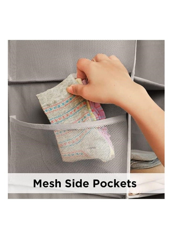 ميكسد 4 رفوف خزانة معلقة ، مع 8 أكياس جانبية لتخزين الملابس والأحذية ، رفوف خزانة معلقة ، والأقمشة 80x30x22cm ( رمادي ) - Image 2