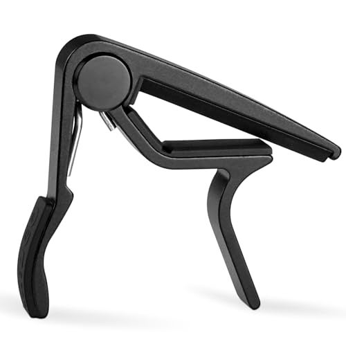 WINGO Pro Classical Flat Guitar Capo, Black, 5 Picks - Image 1