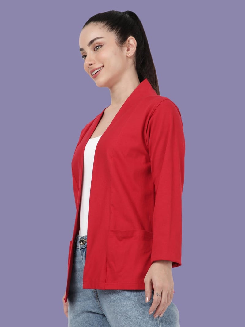 KRYPTIC Women’s Regular Length Cotton Shrug with Side Pockets - Soft Lightweight Layer for Stylish Everyday Wear - Image 3