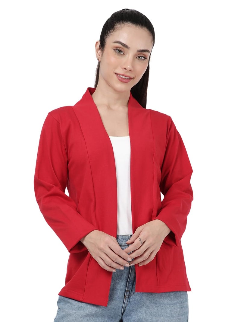 KRYPTIC Women’s Regular Length Cotton Shrug with Side Pockets - Soft Lightweight Layer for Stylish Everyday Wear - Image 1
