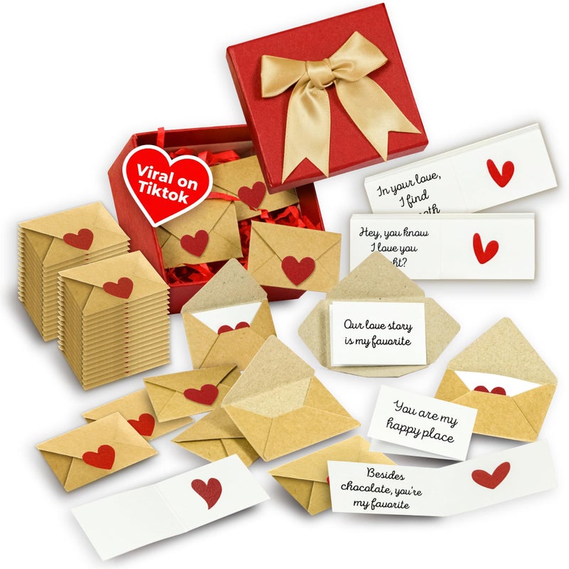 STOFINITY 60 Mini Love Notes With Envelopes - Personalized Valentines Day Gifts For Him, Her, Girlfriend - DIY Valentines Gift For Husband, Wife, Men, Women - Boyfriend Gifts for Birthday, Anniversary - Image 1