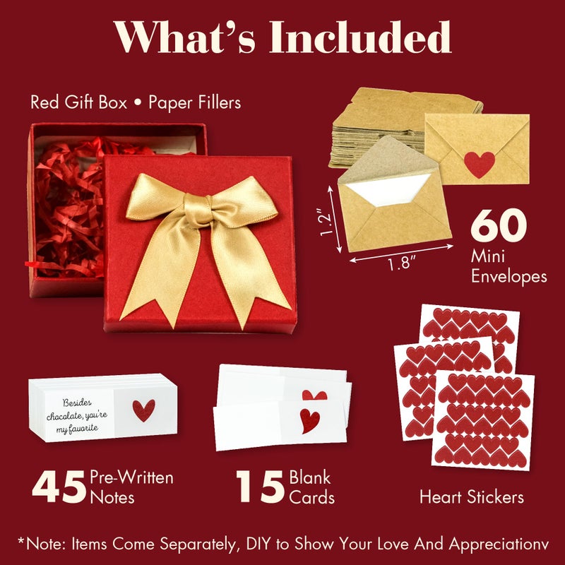 STOFINITY 60 Mini Love Notes With Envelopes - Personalized Valentines Day Gifts For Him, Her, Girlfriend - DIY Valentines Gift For Husband, Wife, Men, Women - Boyfriend Gifts for Birthday, Anniversary - Image 2