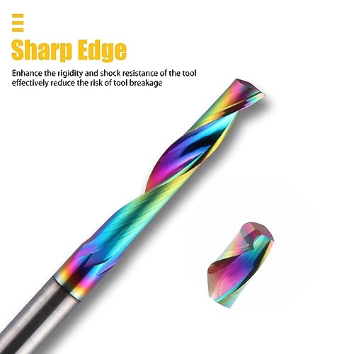 HOZLY CNC Single Flute Router Bits 1/8 Inch Shank,1/8 Inch Cutting Dia,17mm（0.67”） Cutting Length,Solid Tungsten Carbide Alloy End Mill, DLC Coating Milling Cutter for Aluminium,Pack of 10 - Image 3