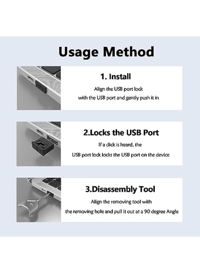 Excefore Usb Port Blocker Set With Key Usb A Dust Cap Female Port Protector Locking Usb Port And Dust Blocker For Computers Tvs Routers Black 10Pcs - Image 4