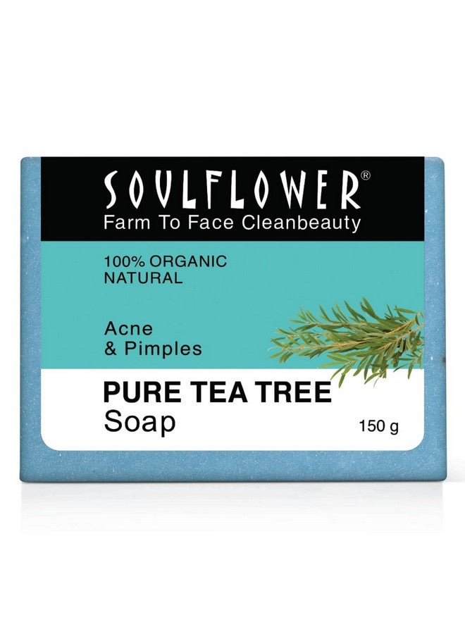 Soulflower Tea Tree Soap Handmade, 100% Pure, Natural & Cold Processed Grade 1 Bis Standard Premium & Luxurious Soap With Essential Oils, Exotic Herbs & Aroma, 150G - Image 1