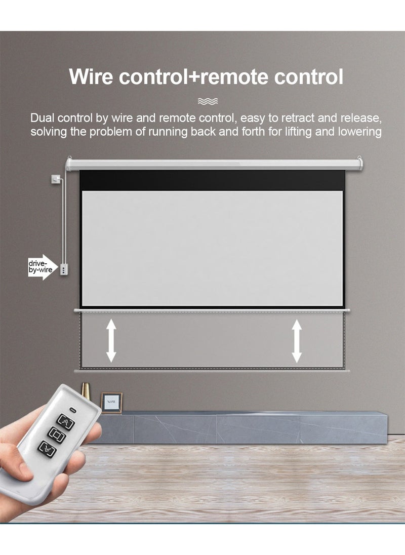 Flash Hawk 72 Inch 4:3 Wall Mount Electric Projector Screen Motorized Projection Curtain with Remote Control For Business/School/Office/Meeting  - Image 3
