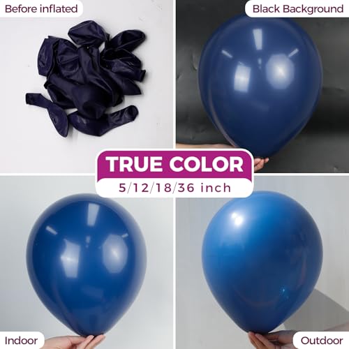 Bezente Navy Blue Latex Party Balloons, 100 Pack 12 inch Round Helium Navy Balloons for Wedding Graduation Birthday Party Backdrop Decorations - Image 2