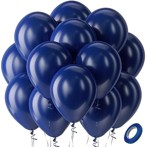 Bezente Navy Blue Latex Party Balloons, 100 Pack 12 inch Round Helium Navy Balloons for Wedding Graduation Birthday Party Backdrop Decorations - Image 1