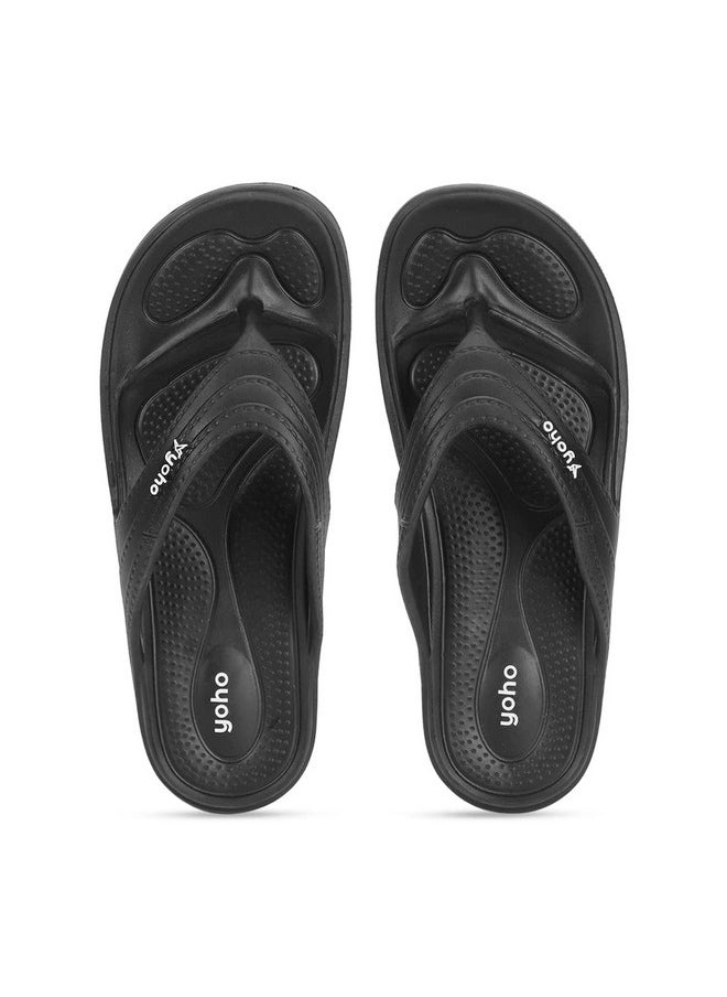 YOHO YOHO Drizzle Soft Slippers for Women | Mild Acupressure | Lightweight, Black UK9  - Image 1