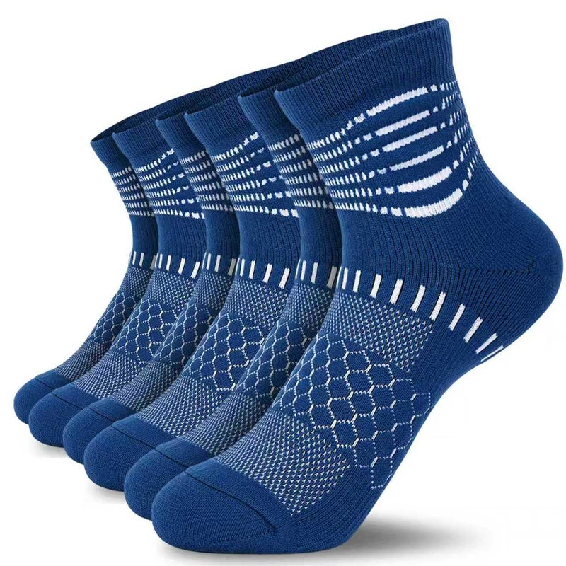 IRAMY Ankle Compression Socks for Women Men Plantar Fasciitis Relief 3/5 Pairs Cushioned Athletic Running Socks, Dark Blue(3 Packs), M - Image 1