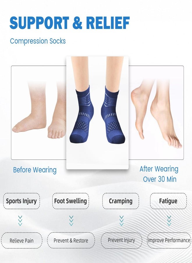 IRAMY Ankle Compression Socks for Women Men Plantar Fasciitis Relief 3/5 Pairs Cushioned Athletic Running Socks, Dark Blue(3 Packs), M - Image 5