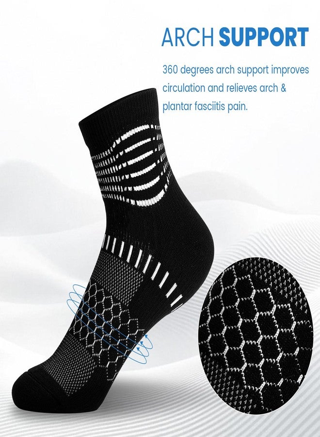 IRAMY Ankle Compression Socks for Women Men Plantar Fasciitis Relief 3/5 Pairs Cushioned Athletic Running Socks, Dark Blue(3 Packs), M - Image 3