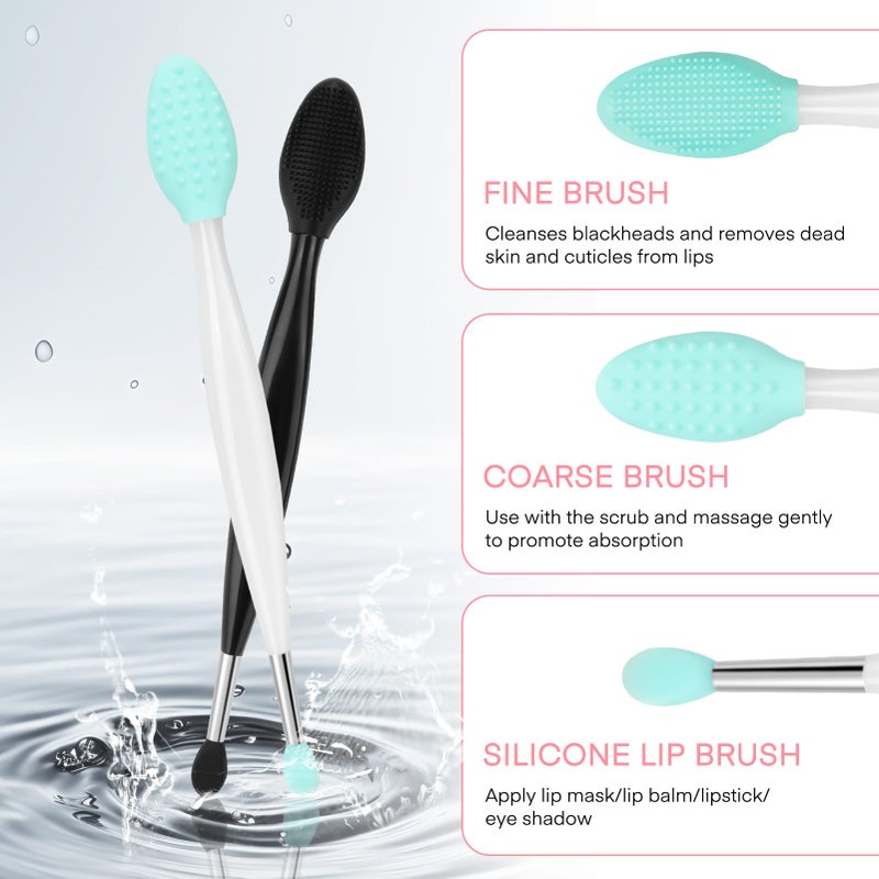 Unaone Lip Scrub Brush - 2 PCS Dual-ended Lip Scrubber Exfoliator and Silicone Lip Brush, 3-in-1 Silicone Lip Scrub Tool Lip Mask Applicator, Gentle Exfoliator & Applicator for Soft - Image 3