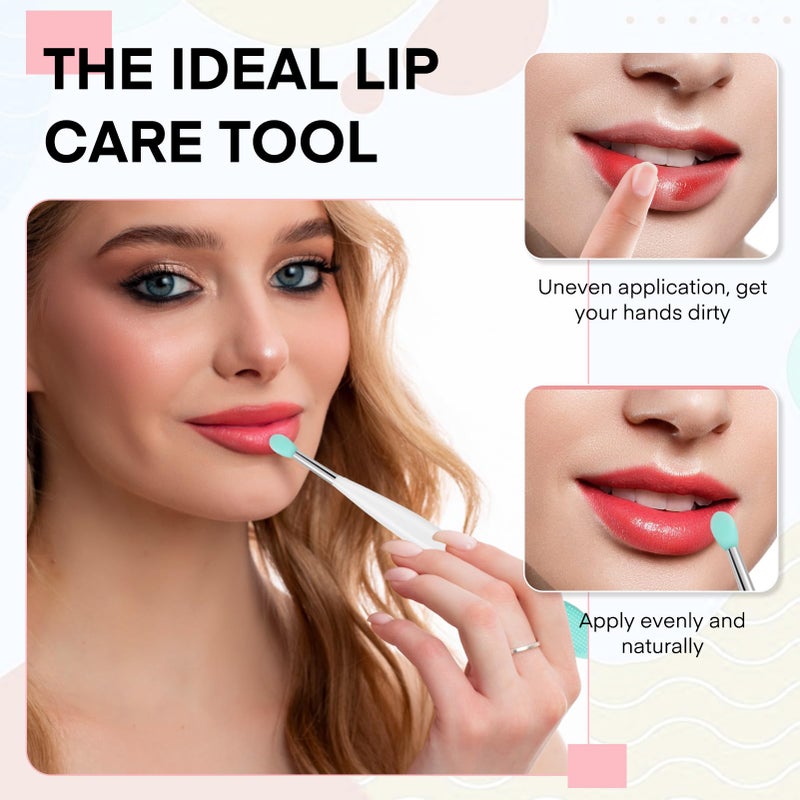 Unaone Lip Scrub Brush - 2 PCS Dual-ended Lip Scrubber Exfoliator and Silicone Lip Brush, 3-in-1 Silicone Lip Scrub Tool Lip Mask Applicator, Gentle Exfoliator & Applicator for Soft - Image 5