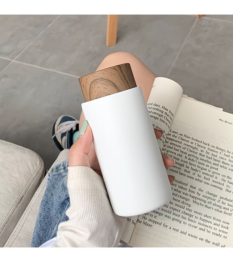1pc White Stainless Steel Portable Travel Mug 8.79oz Car Thermos Cup For Camping Fitness Outdoor Activities - Image 3
