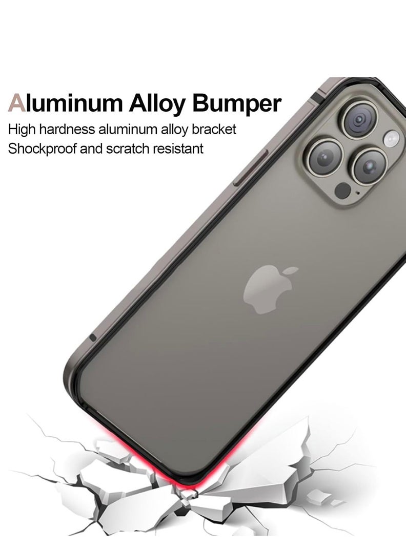 Theodor iPhone 15 Pro max Aluminum Frame Metal Bumper Frame Slim Hard Case Cover, Metal Frame Armor with Soft Inner Bumper, Raised Edge Protection for iPhone 15 pro max for 6.7", Natural Grey  - Image 4
