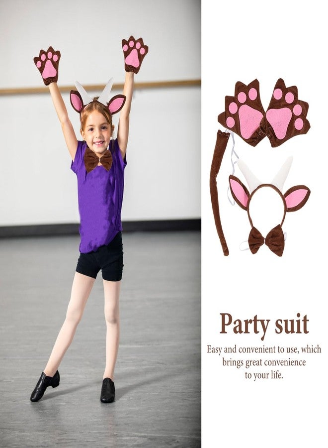 JOINPAYA Goat Horn Headband with Ears and Tail Costume Set for Kids Cosplay Party, Animal Accessories for Halloween and Stage Performance - Image 2