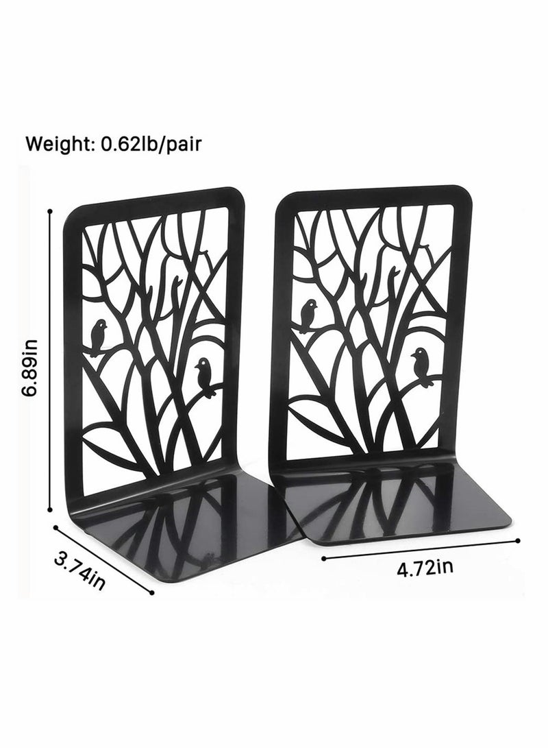 KASTWAVE Book Ends, Iron Bookends, Bookshelf, Non Skid Metal Heavy Duty Bookend, Book Divider Decorative Holder, Abstract Art Design Book Stopper Supports for Office School Home Decorative, 1 Pair - Image 3
