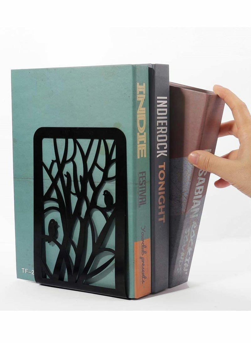 KASTWAVE Book Ends, Iron Bookends, Bookshelf, Non Skid Metal Heavy Duty Bookend, Book Divider Decorative Holder, Abstract Art Design Book Stopper Supports for Office School Home Decorative, 1 Pair - Image 5