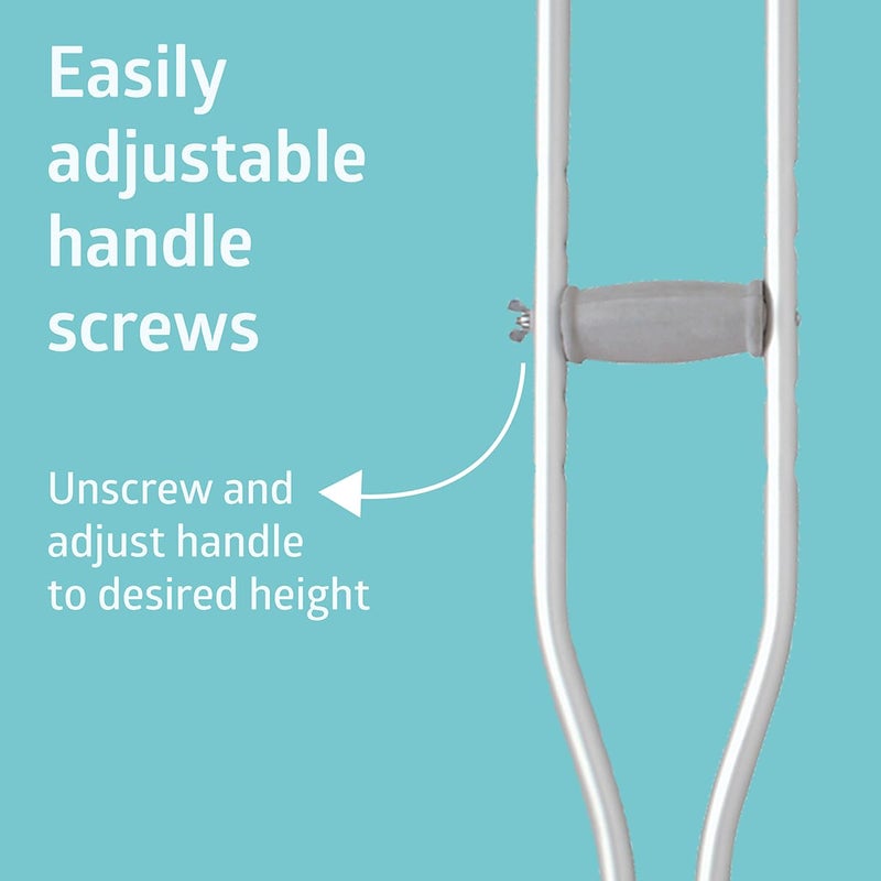 Medline Aluminum Crutches for Kids, Adults & Seniors, Walking Aid, 300 LB Weight Capacity,1 Pair, Fitting 5'2" - 5'10" - Image 5