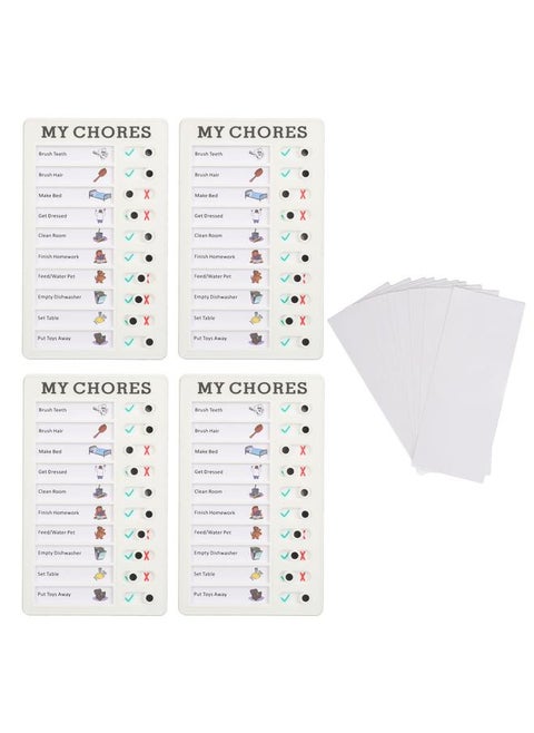 4pcs Chore Chart Memo Board Detachable to Do List Message Board with 10 Cards for Household Offices