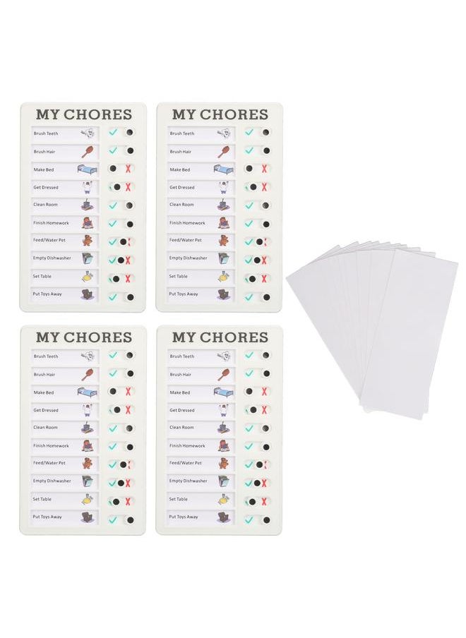 4pcs Chore Chart Memo Board Detachable to Do List Message Board with 10 Cards for Household Offices