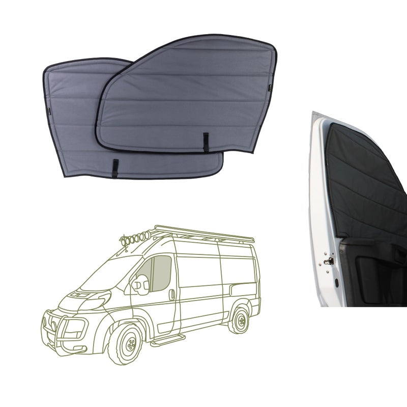 VanEssential Insulated Blackout Front Door Window Covers Designed for RAM Promaster Van Years 2014 to Current Model Pair Charcoal Gray