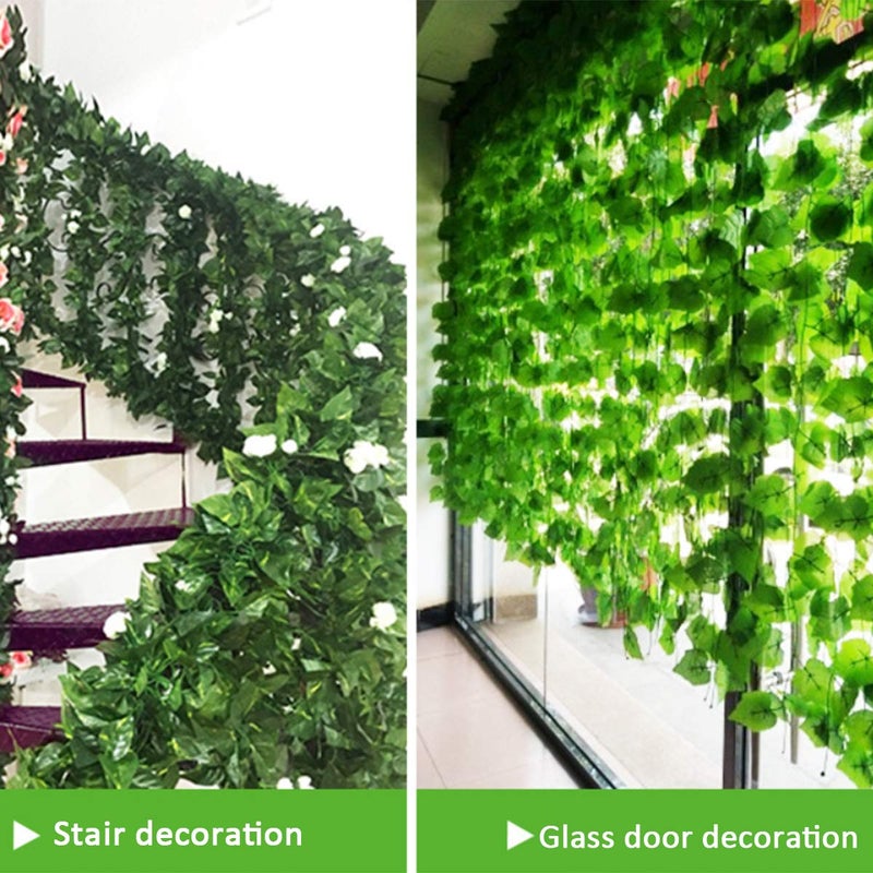 Aeojoor Epipremnum Aureum Leaves  Green Vines Fake Plant Vine Leaves  Hanging Fake Vine Leaves  Home Kitchen Garden Office Wedding Wall Decor (Pack of 12 86 Inch Fake Plants) - Image 4