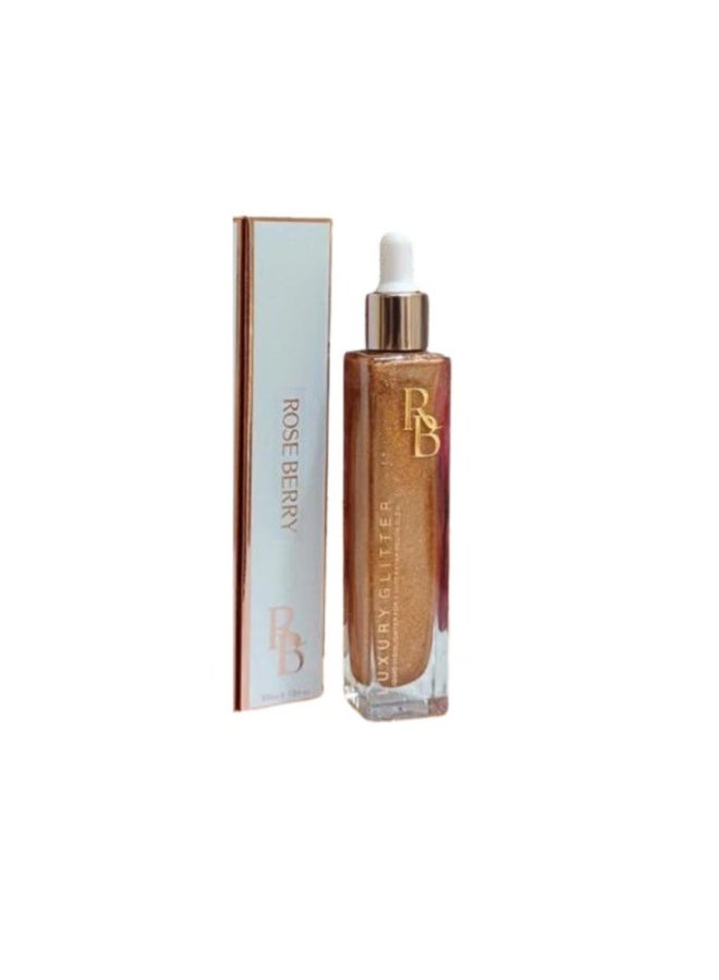 Rose Berry Glitter Body Shimmer, Bronze Body Shimmer for Face & Body Hair, Quick Dry Liquid Shiny Highlighter Spray (No. 03)
