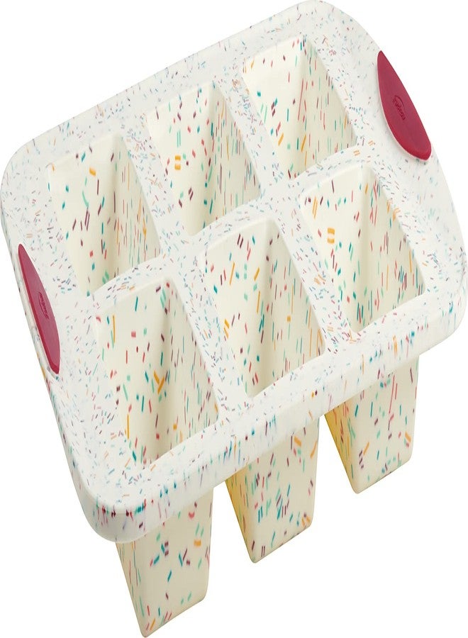 قالب خبز صغير من ترودو - أبيض كونفيتي/فوشيا، 6 تجاويف، مصنوع من السيليكون غير اللاصق، مثالي لخبز الخبز المنزلي، وخبز الموز، وكيك الباوند، والحلويات الصغيرة - مرن، خالٍ من مادة BPA، آمن للغسل في غسالة الأطباق