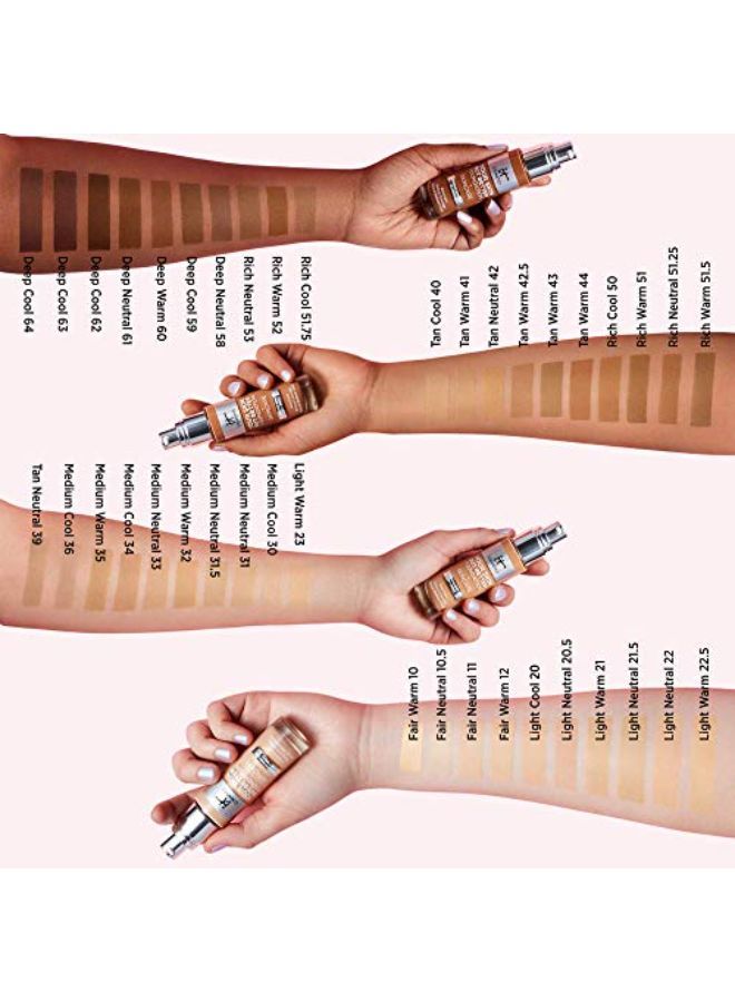 IT COSMETICS فاونديشن أفضل لبشرتك + العناية بالبشرة، متوسط محايد 33 - تغطية مرطبة - يقلل المسام والعيوب، لمسة إشراقة طبيعية - مع حمض الهيالورونيك - 1.0 أونصة سائلة  - Image 3