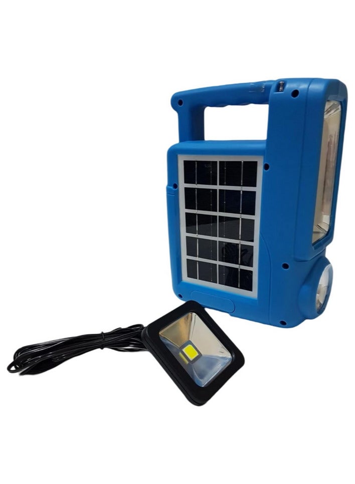 FM radio, built-in speaker, flashlight, and lamp, as well as an external lamp. It can be operated via memory, USB, or Bluetooth. It can be charged by electricity or solar energy. Multi-colored. - Image 2