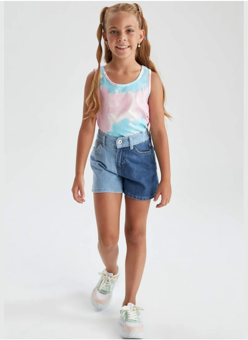 DeFacto Regular Fit Colour Block Jean Shorts