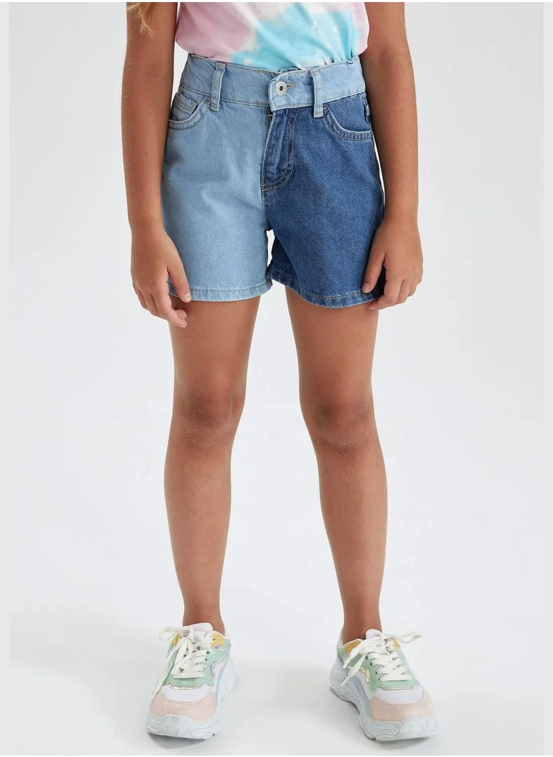DeFacto Regular Fit Colour Block Jean Shorts