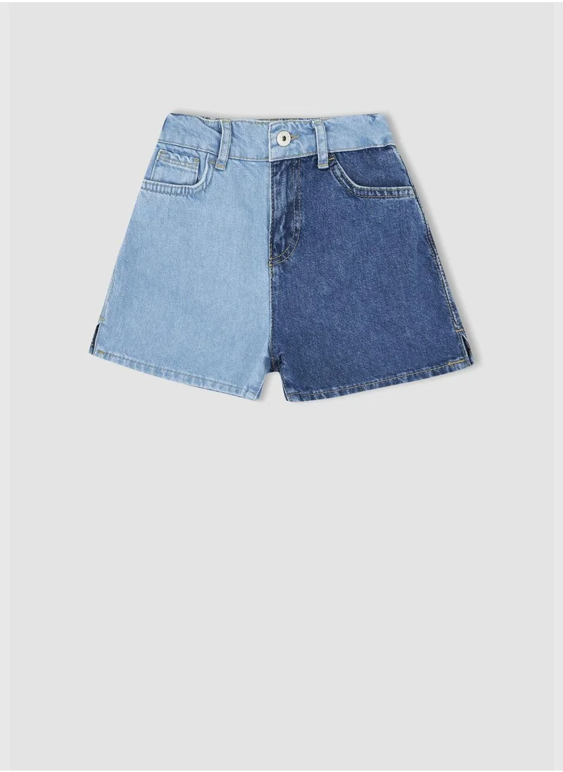 DeFacto Regular Fit Colour Block Jean Shorts