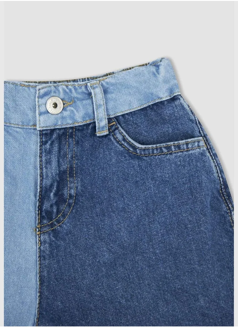 DeFacto Regular Fit Colour Block Jean Shorts