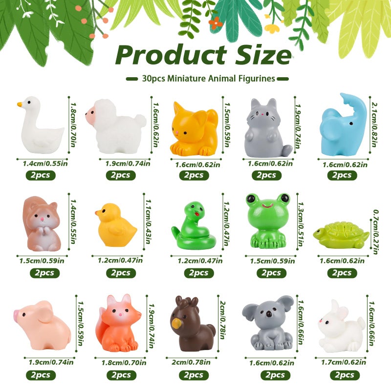 LOKIPA 30PCS Mini Resin Animals Figures, Tiny Resin Animal Miniature Garden Decor Micro Landscape Fairy Dollhouse Ornament for Fairy Garden, Dollhouse, Plant Pots, Bonsai Craft Decor - Image 2
