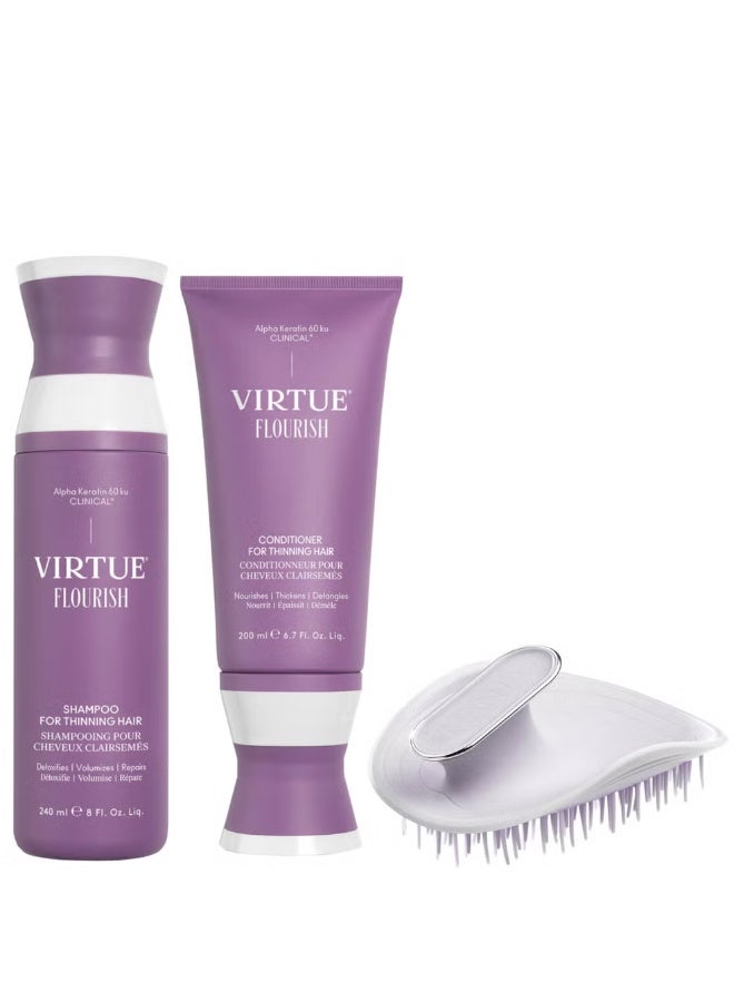 فيرتشو مجموعة شامبو وبلسم VIRTUE Flourish مع فرشاة Manta - Image 1