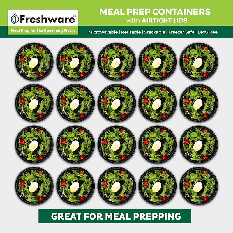 Freshware Meal Prep Bowl Containers 【30 Pack】 Plastic Bowls with Lids for Soup and Salad, Food Storage Bento Box, BPA Free, Stackable, Lunch Boxes, Microwave/Dishwasher/Freezer Safe (28 oz) - Image 3