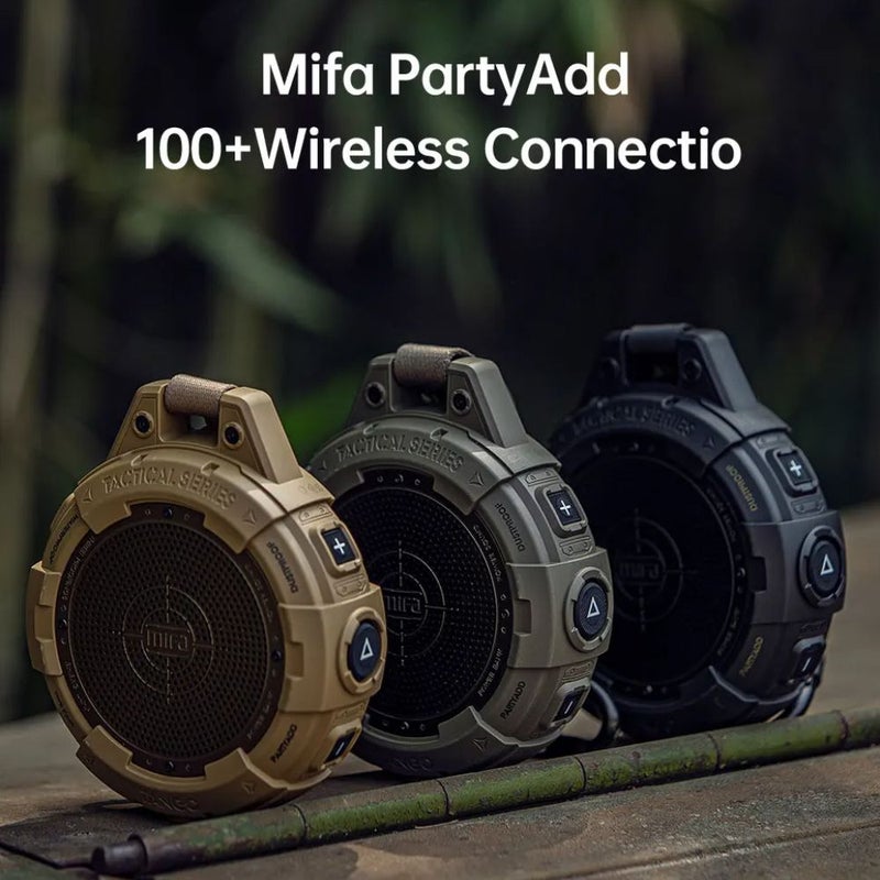 Mifa Tango Portable Bluetooth Speaker with Flashlight, Ip67 Waterproof and Shockproof, Bluetooth 5.3 Deep Bass, 25-Hour Playtime, Green - Image 2