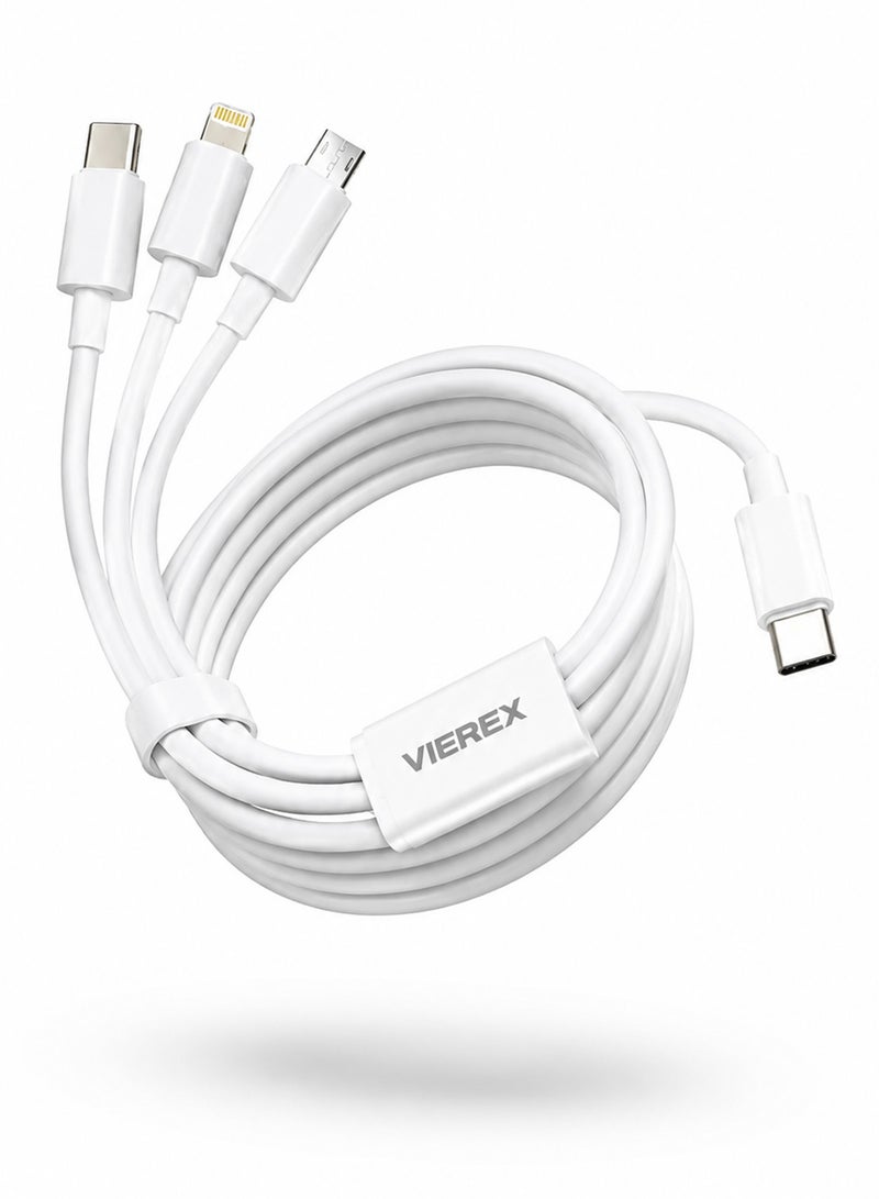 Vierex 3A Three-in-One Multi USB Fast Charging Cable, VC-15 Series High-Speed Triple Output Cord for Type-C, Micro-USB, and Lightning Devices - Image 4