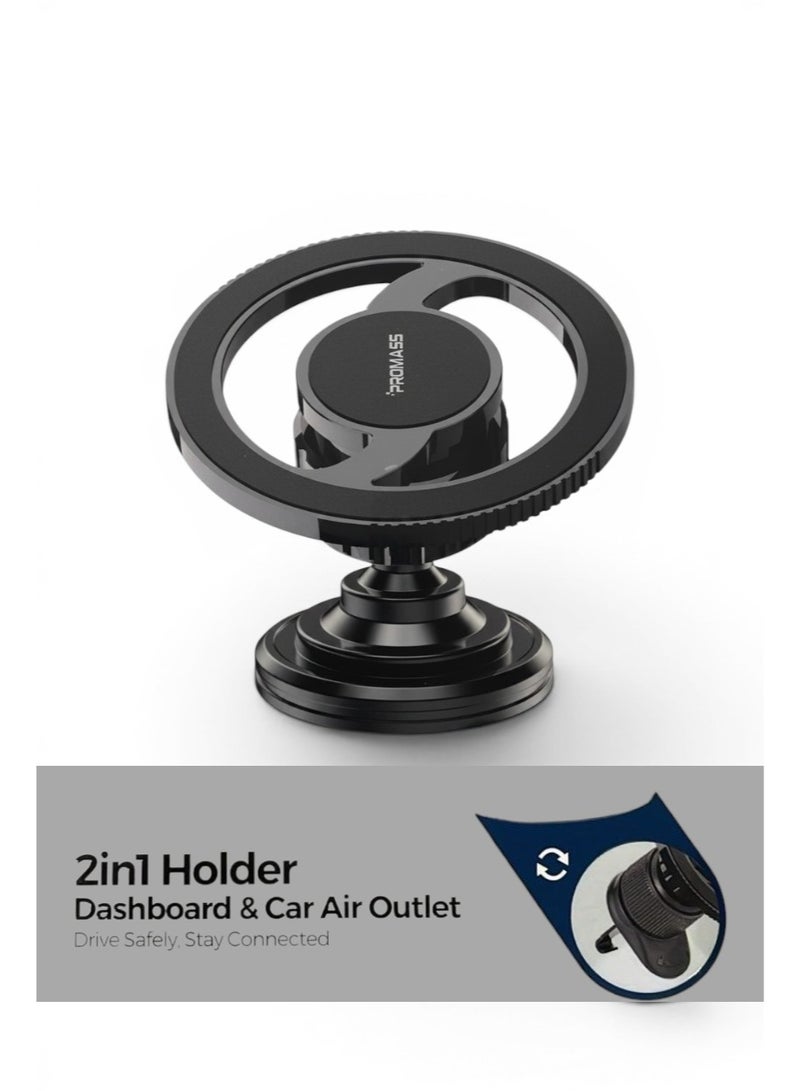 PROMASS Car Phone Holder [Compatible with MagSafe] Adjustable MagSafe car phone holder for iPhone, magnetic phone stand (360° rotation), strong magnet strength, secure for your phone while driving. Compatible with iPhone, Galaxy, Huawei, and more. Suitable for iPhone 17/16/15, Samsung S25/S24 - Image 1