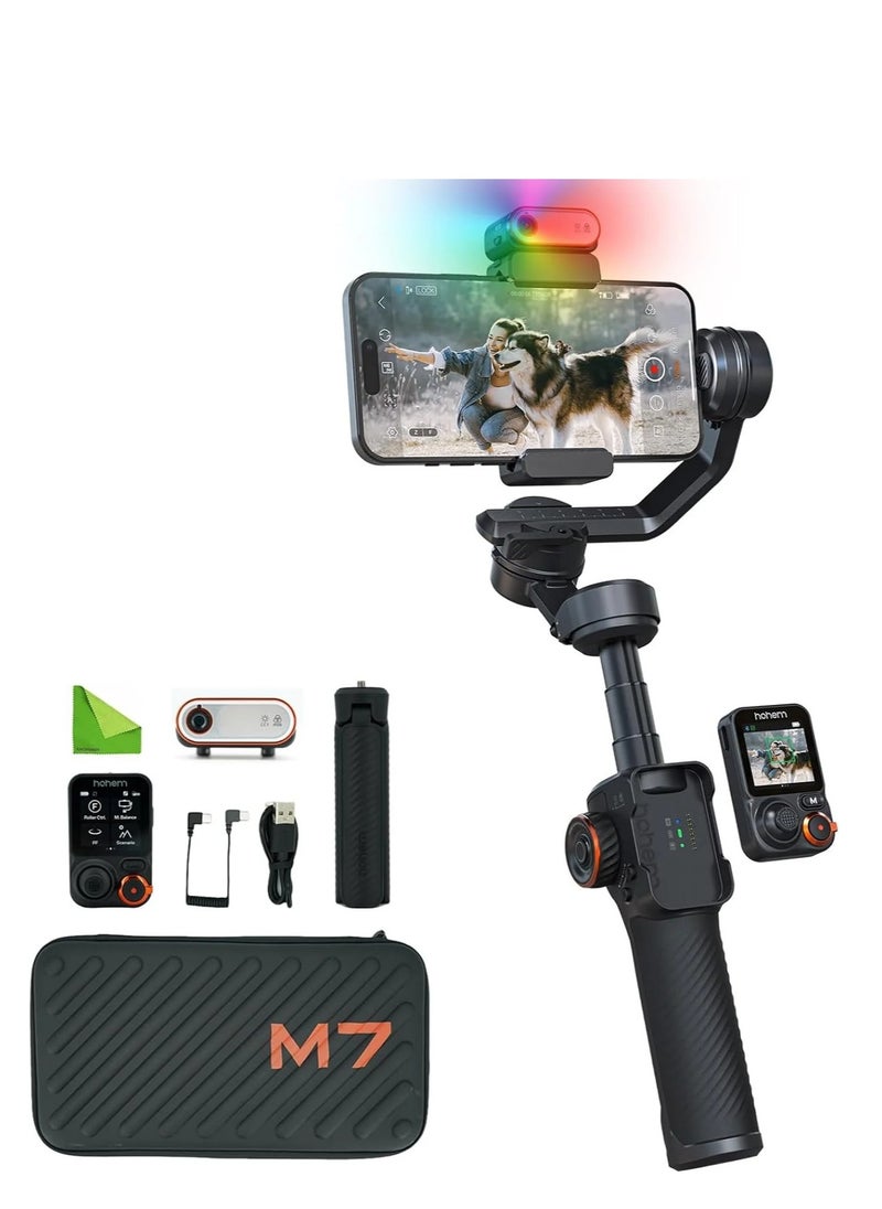 هوهم - Hohem M7 - Handheld Mobile Gimbal with AI Trackers, Fill Light, Extension Pole and Detachable Touch Screen Remote - Image 1