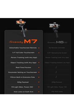 هوهم Hohem M7 - Handheld Mobile Gimbal with AI Trackers, Fill Light, Extension Pole and Detachable Touch Screen Remote  - Image 3